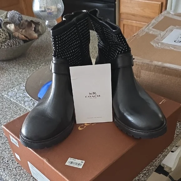 Coach Black Studded Ankle Booties - Picture 1 of 16